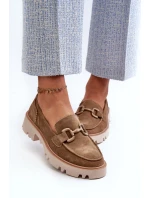 Dámské semišové mokasíny s ozdobou D&A TW117 hnědé