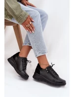 Kožené dámské polobotky na platformě Vinceza 39964 Černé