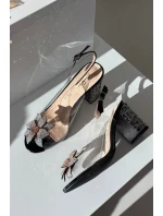 Průhledné sandály na podpatku s ozdobou D&A MR38-321 černé