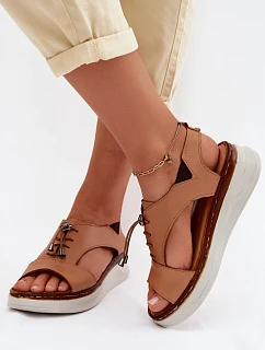 Kožené dámské sandály na platformě Maciejka I7646-29 Camel