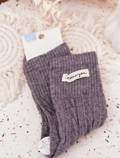 Teplé dámské ponožky s vlnou – tmavě šedé