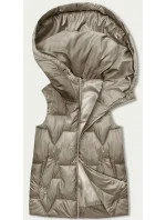 Béžová dámská vesta s kapucí (B8171-12) Béžová dámská vesta s kapucí (B8171-12)