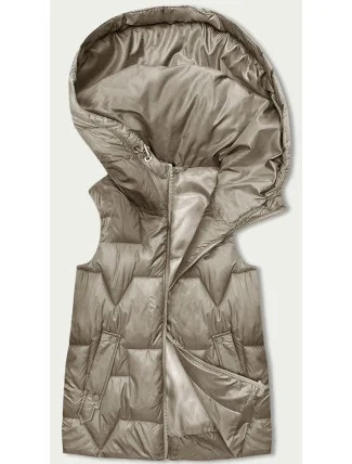 Béžová dámská vesta s kapucí (B8171-12) Béžová dámská vesta s kapucí (B8171-12)