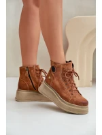 Semišové Boty Na Masivní Platformě Maciejka 06309-29 Hnědé