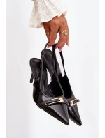 Lakované Lodičky Na Podpatku Se Zlatou Přezkou Černé Vivae Lakované Lodičky Na Podpatku Se Zlatou Přezkou Černé Vivae