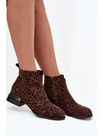Dámské kotníkové boty z přírodní semišové kůže – hnědé (panterka)