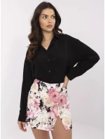 Černo-růžová květovaná krátká dámská šortko-sukně (A8933)