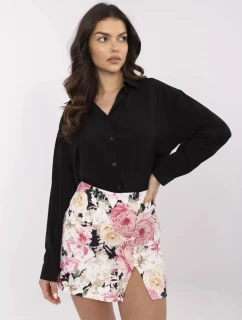Černo-růžová květovaná krátká dámská šortko-sukně (A8933)
