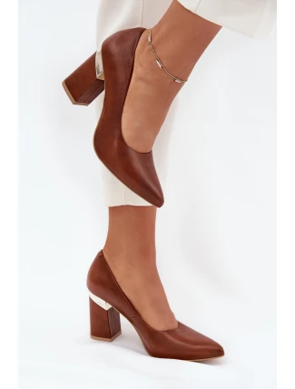 Kožené Lodičky Lewski 3117 Tmavě hnědé