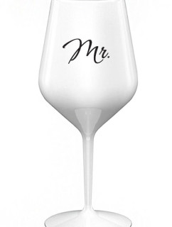 MR. - bílá nerozbitná sklenice na víno 470 ml