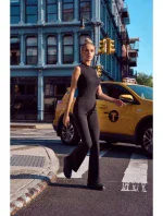 Rozšířené kalhoty s vysokým pasem M704 černé - MOE Rozšířené kalhoty s vysokým pasem M704 černé - MOE