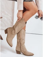 Dámské kovbojské boty béžové FashionStreet ZY1091 Dámské kovbojské boty béžové FashionStreet ZY1091