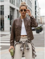 Hnědá dámská kožená bunda FashionStreet TY5540