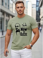 Pánské bavlněné tričko s klasickým potiskem v zelené barvě FashionStreet NX5145R Pánské bavlněné tričko s klasickým potiskem v zelené barvě FashionStreet NX5145R