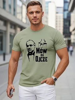 Pánské bavlněné tričko s klasickým potiskem v zelené barvě FashionStreet NX5145R