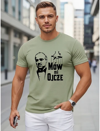 Pánské bavlněné tričko s klasickým potiskem v zelené barvě FashionStreet NX5145R Pánské bavlněné tričko s klasickým potiskem v zelené barvě FashionStreet NX5145R