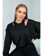 3-dílná sada mikina + top + legíny černá 3-dílná sada mikina + top + legíny černá