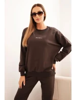 Dámská bavlněná souprava s potiskem Minimal hnědá