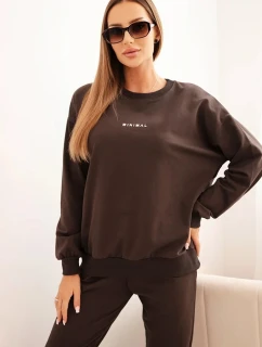 Dámská bavlněná souprava s potiskem Minimal hnědá