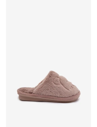 Dětské pantofle s chlupatým tmavě béžovým Norene