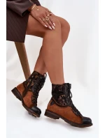 Dámské kožené botky Maciejka  – camel, nízký podpatek