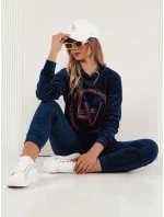 VIP PRIVATE tmavě modrý dámský velurový komplet FashionStreet AY0867
