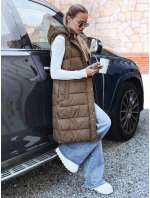 Dlouhá prošívaná béžová vesta FashionStreet TY5253 Dlouhá prošívaná béžová vesta FashionStreet TY5253