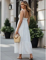 Bavlněné prolamované maxi šaty bez ramínek bílé FashionStreet EY2679 Bavlněné prolamované maxi šaty bez ramínek bílé FashionStreet EY2679