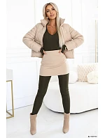 619-2 Pohodlný a elegantní dámský žebrovaný overal s výstřihem - khaki barva 619-2 Pohodlný a elegantní dámský žebrovaný overal s výstřihem - khaki barva