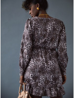 Neformální šaty s volánky s leopardím vzorem