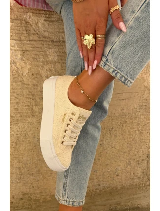 Dámské trampky s krajkou Lee Cooper – béžové
