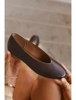 Dámské eko kožené baleríny na plochém podpatku Olyssia – hnědé