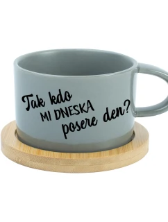 TAK KDO MI DNESKA POSERE DEN? - šedý hrníček makronka 200 ml