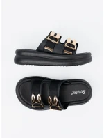 Pěkné  nazouváky dámské černé platforma