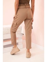 Dámské cargo kalhoty s vysokým pasem velbloud Dámské cargo kalhoty s vysokým pasem velbloud