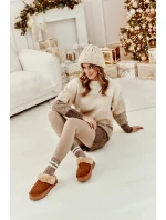 Kožené Semišové Pantofle Dámské Na Platformě S Kožíškem Camel Sophienne