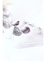 Dětské Tenisky Se Suchým Zipem Bíle-Stříbrné Cute Girl