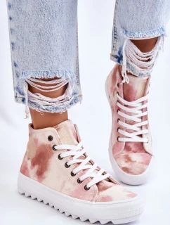 Dámské vysoké tenisky Big Star - béžová/růžová