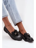 Lakované dámské mokasíny s mašlí S.Barski – černé