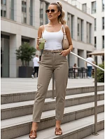 Dámské džínové kalhoty mom fit s páskem šedobéžové FashionStreet UY2982