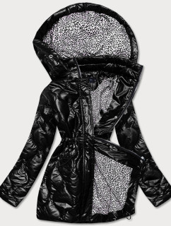 Černá dámská bunda s ozdobnou podšívkou (BH2182)