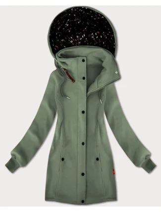 Šedozelená dámská mikina s kapucí a se stojáčkem LHD (AMG-171)