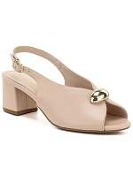 Dámské béžové sandály na podpatku Sergio Leone SK469