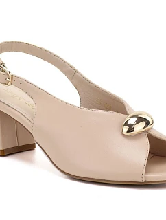 Dámské béžové sandály na podpatku Sergio Leone SK469