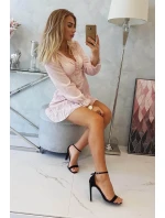 Šaty s ozdobnými volánky pudrově růžové Šaty s ozdobnými volánky pudrově růžové