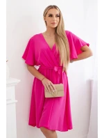 Šaty s vrstveným výstřihem růžový Šaty s vrstveným výstřihem růžový