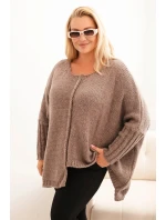 Svetr dámský Plus Size z akrylu s volným střihem a rukávem 3/4 fango