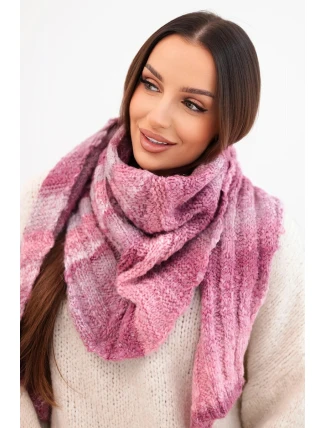 Dámský měkký a teplý vlněný šátek v barevných pruzích KN19 tmavě růžový