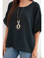 Dámská bavlněná oversize halenka s krátkým rukávem černá