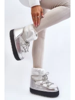 Dámské zimní boty se stříbrným šněrováním Toolsa